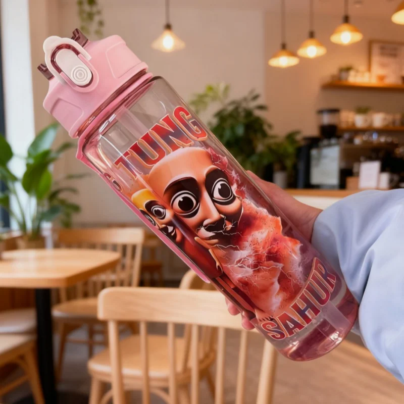 زجاجة مياه برينروت الإيطالية زجاجة مياه تونغ تونغ صحور مع شفاطة أكواب مياه رياضية خارجية غلاية شرب كرتونية