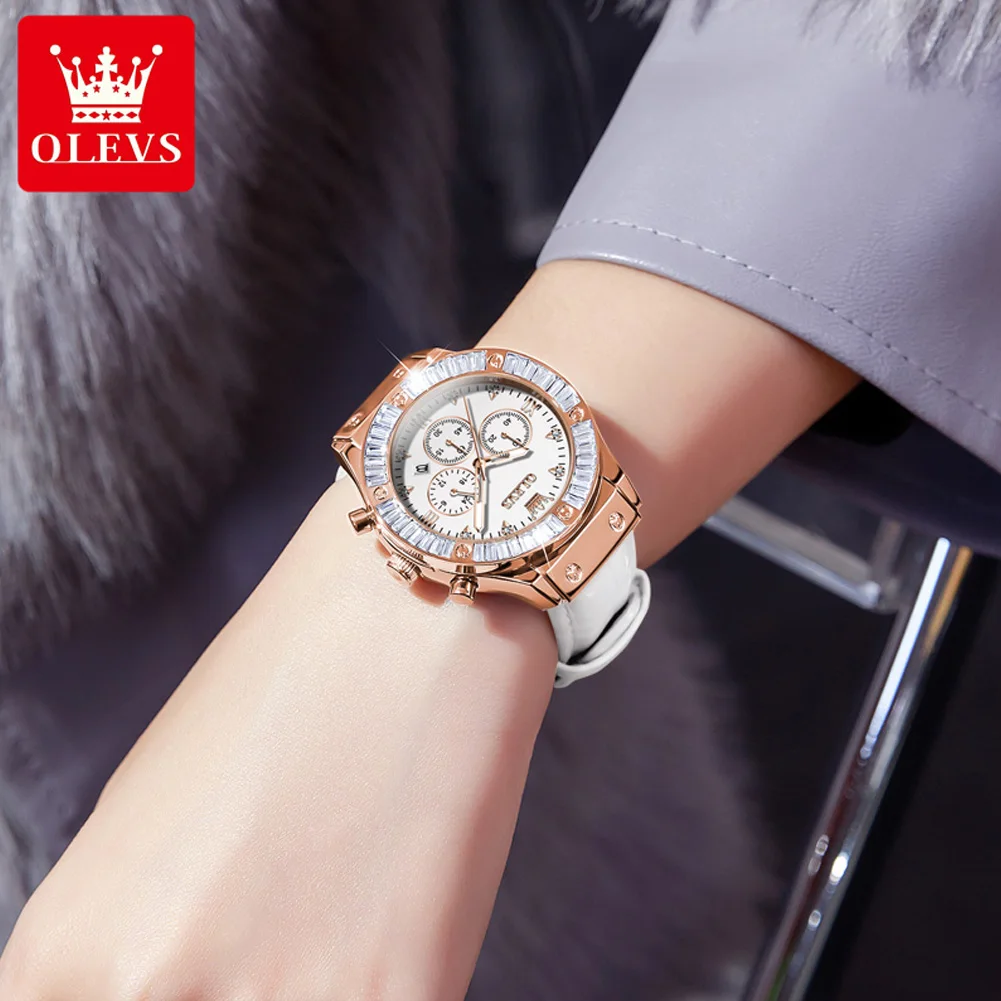 OLEVS Brand Single Calendar Chronograph Lady Quartz Watch 9978