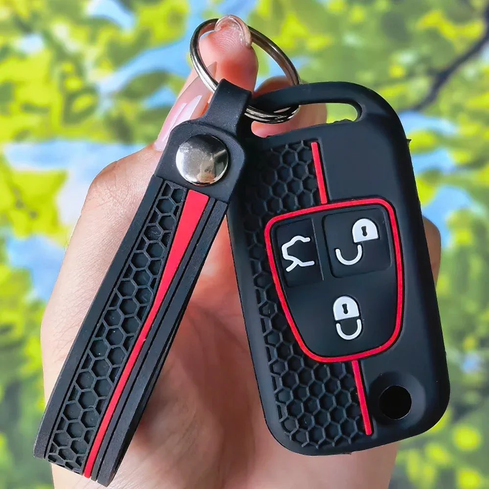 Flexible Folding Key Sleeve With Keychain, Honeycomb Red Stripe for Mercedes Benz W168 A170 SLK R170 E113 A/C/E/S W202 W203