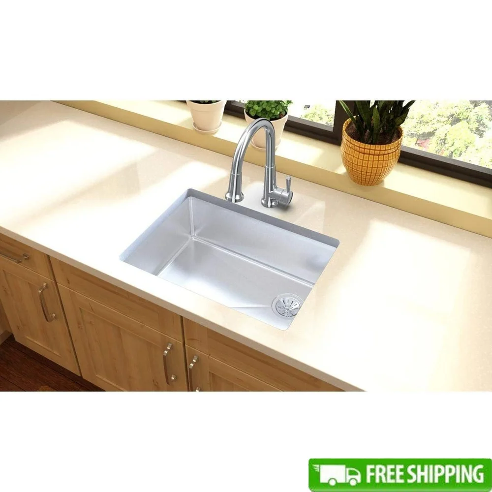 

25,5-дюймовая прямоугольная кухонная раковина с одной чашей, глубокая раковина из нержавеющей стали, шумоподавление каналов, легко чистится