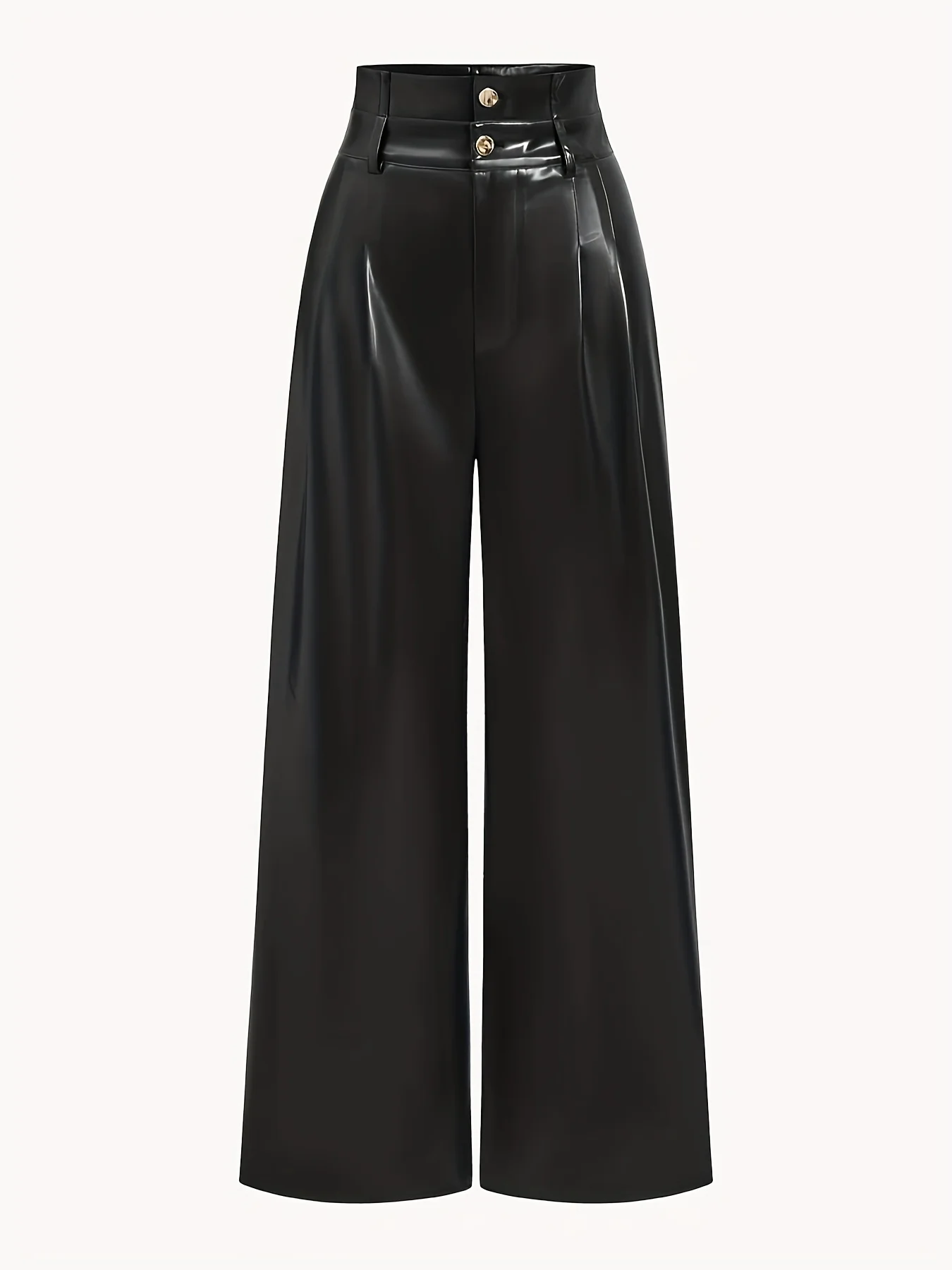 

⚡ Sieblack Wide Leg Vegan Leather Pants - High Waist Stretch Pu Faux Leather Palazzo Pants