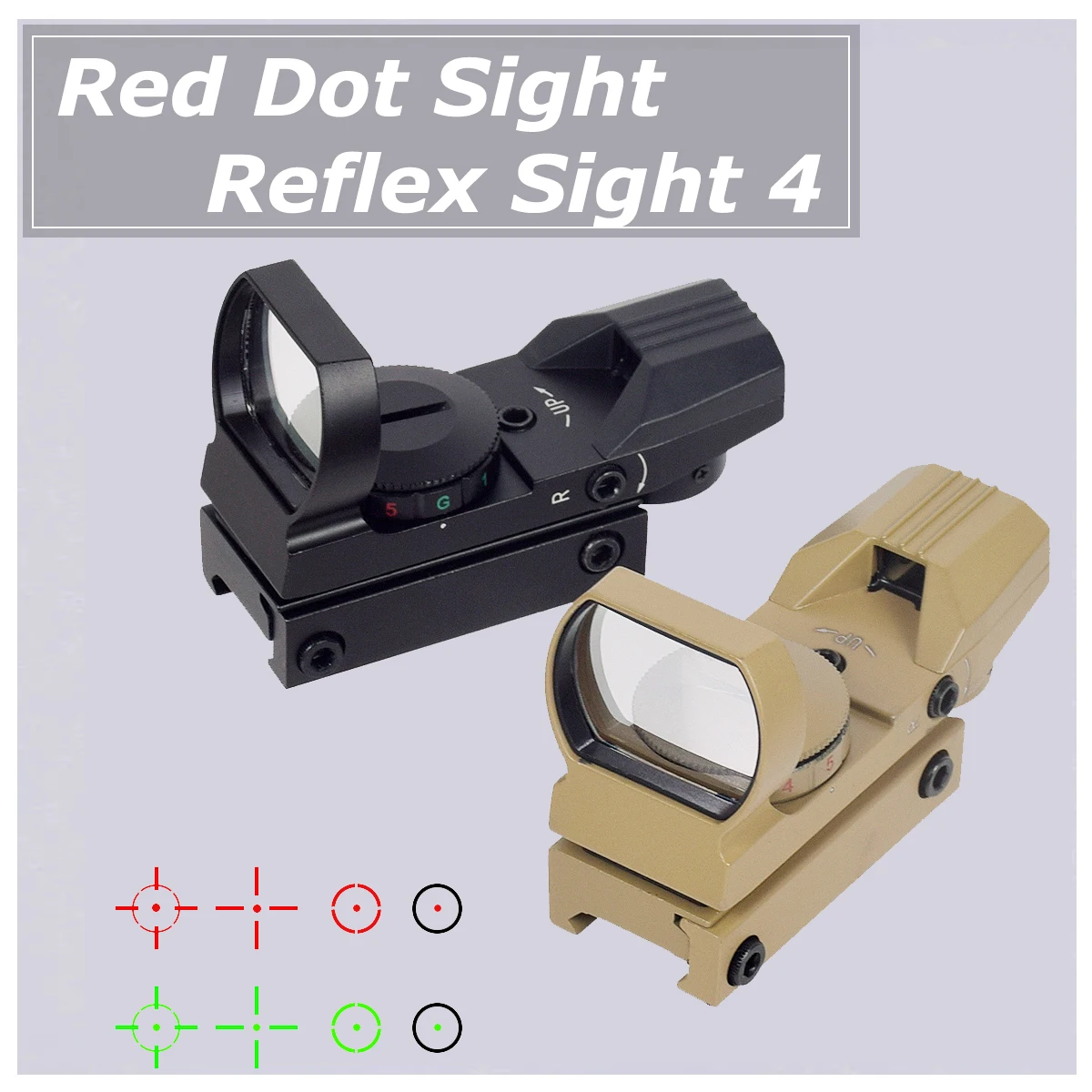 Bestsight Red Dot Sight Holographic Reflex Sight 4 Reticle Optics Red and Green Illuminated Collimator Sight Hunting Scopes