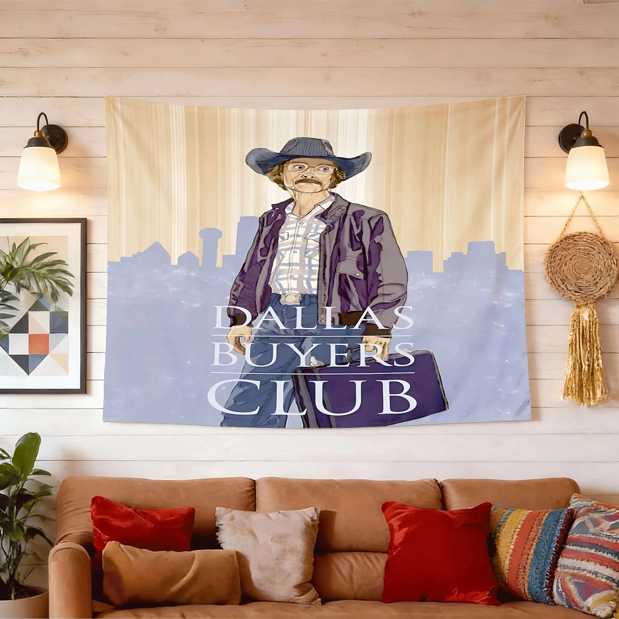 Dallas Buyers Club Movie Design Peach Skin Velvet Wall Tapestry | Transverse Hanging for Men'S Bedroom, Dorm or Gaming Room Decor, Polyester