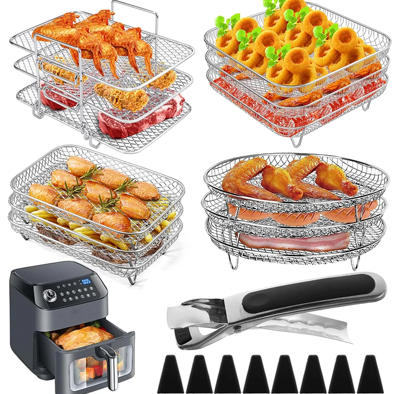 Air Fryer Baking Rack Metal Oven Grill Racks 3 Layers Airfryer Accessories for Cosori/Instant Vortex/Ninja/Foodi CookIng Basket