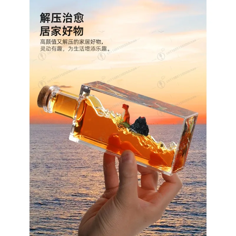 

Бутылка с жидкими блестками Cruise Fluid - Настольный декор в виде мультяшного пиратского корабля, креативный подарок для снятия стресса на день рождения