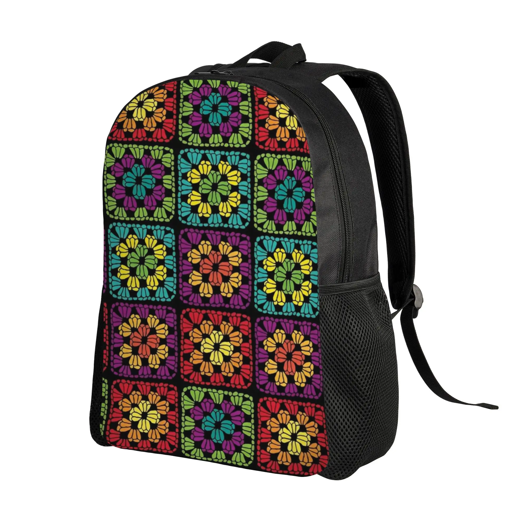 Back to school season Lightweight Crochet Granny Square Yarn Pattern Handbag  College Student Backpack