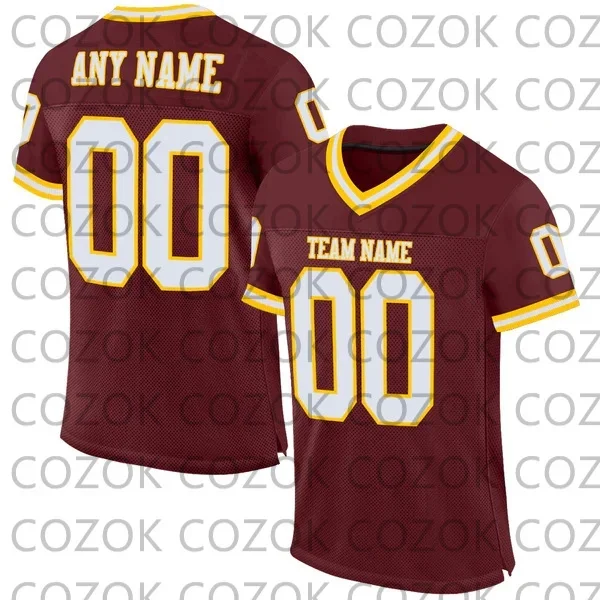 Custome Dark Red Football Jerseys for Men Women Unisex Football Short Sleeves Athletic Tee Shirts