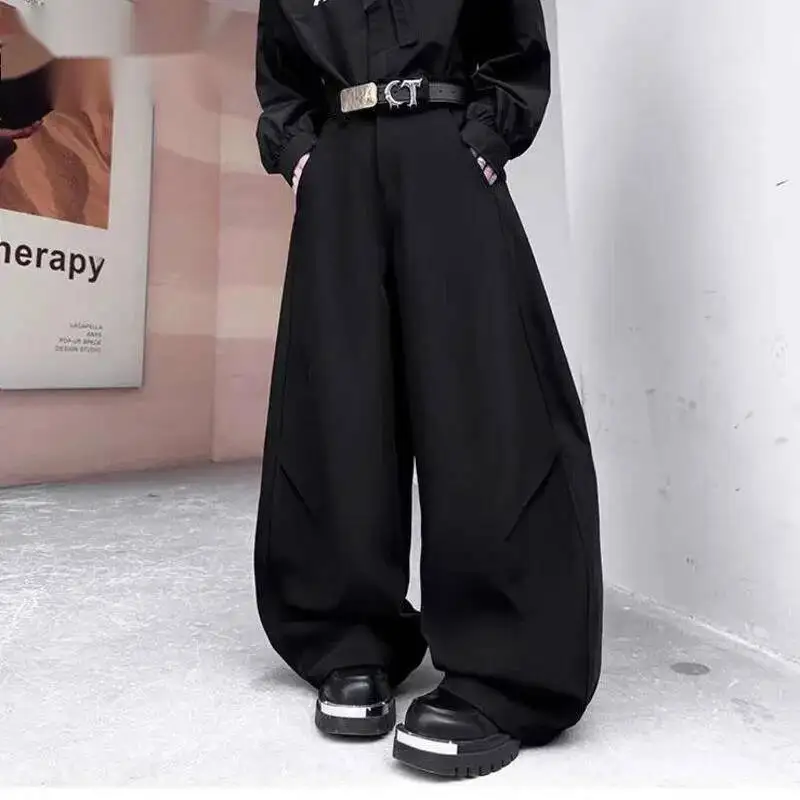 

Men's Casual Pants New Korean Style Straight Wide Leg Curved Knife Solid Color Simple Trendy Male Clothing Summer 9W07OS