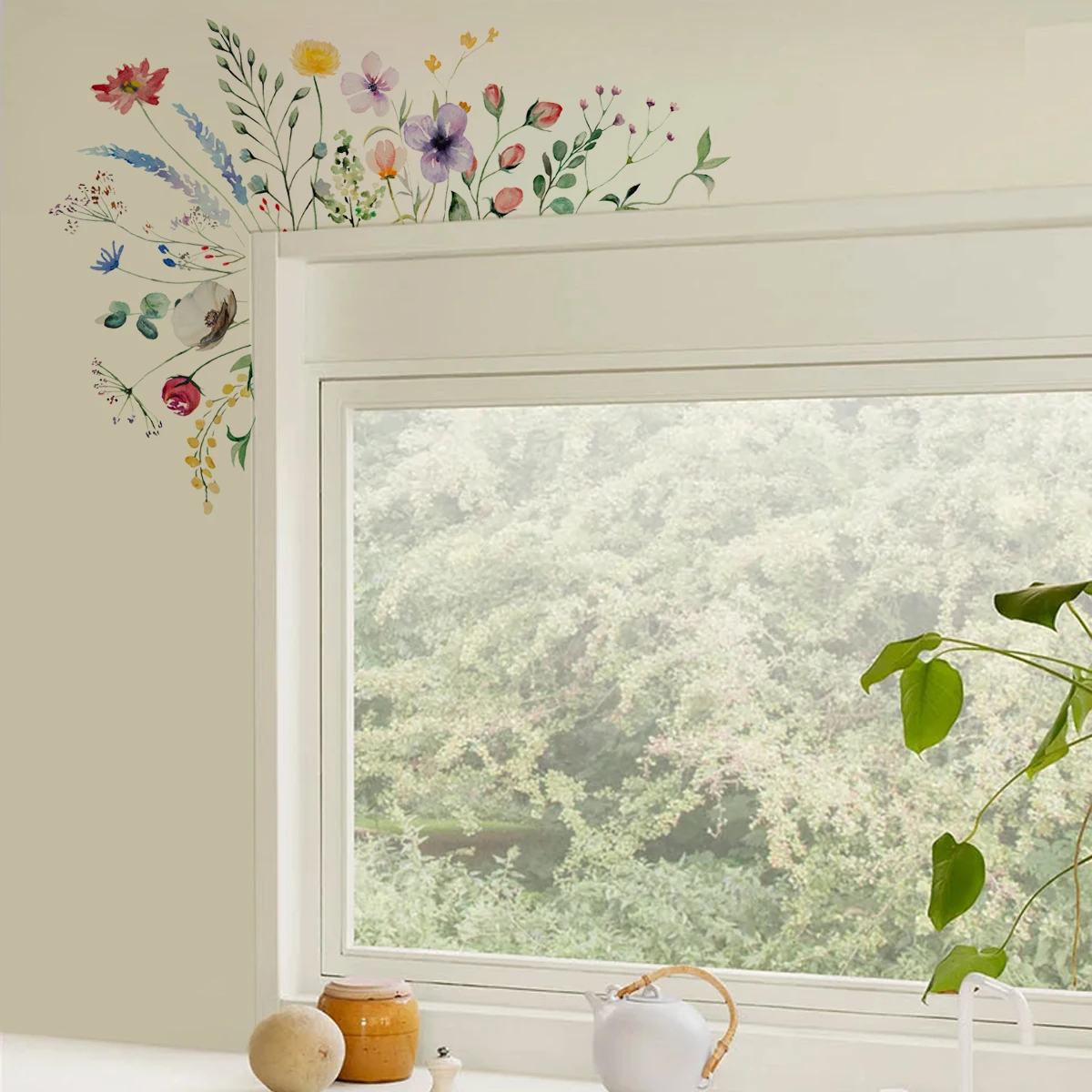 

Colorful Flower Wall Skirting Window Door Frames Table Corner Wall Art for Bedroom Living Room Kitchen Wall Decor Home Decor