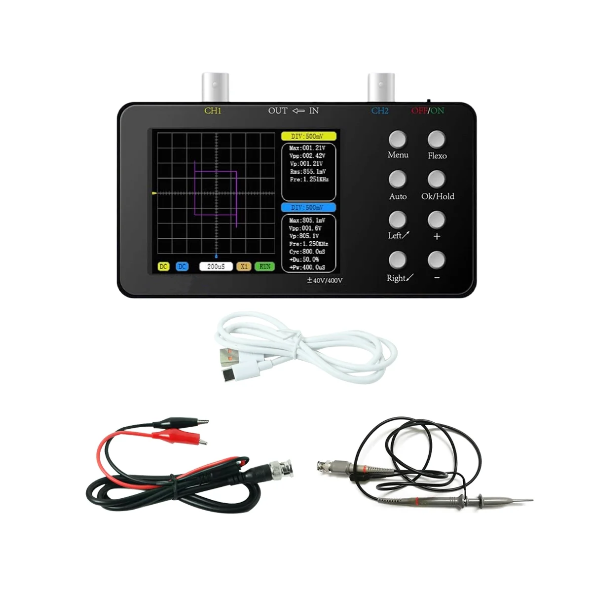 SCO2 2 Channel Digital Oscilloscope 50M Sampling Rate 10MSa/S Analog Bandwidth OneKey AUTO for Repair, Electronic DIY