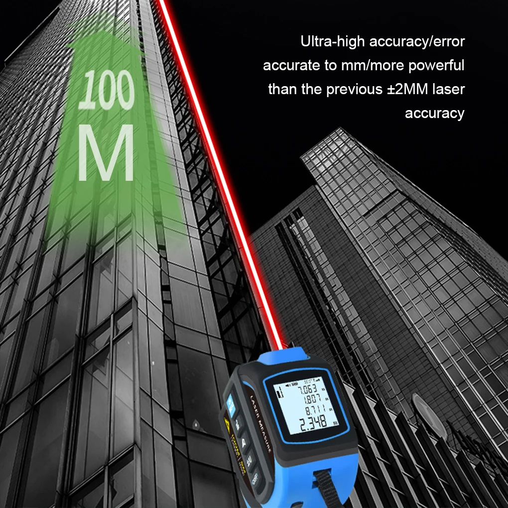 40/60/80/100M Meters Infrared Laser Distance Measuring 4-in-1 Laser Tape Measure Smart Energy Ruler Measuring Instrument