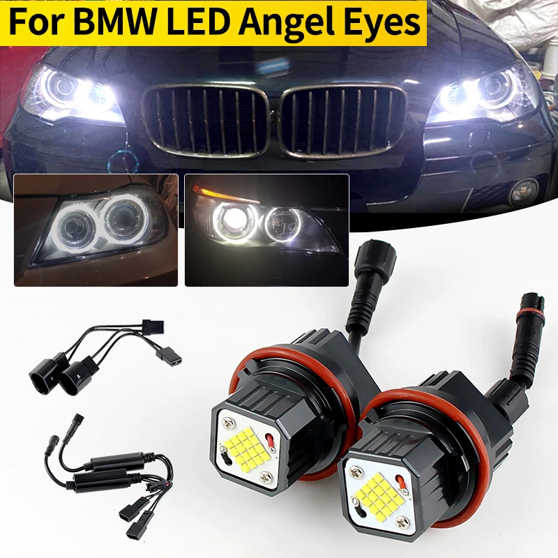 

2pcs White Lamp 160W LED Angel Eyes Marker Lights Bulbs Canbus Error Free for BMW E39 M5 E83 X3 E53 X5 00-06 E65 E66 2000-2008