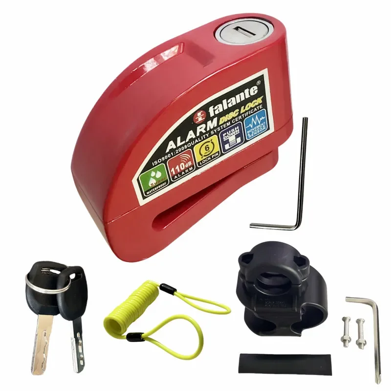 Motorcycle Bicycle Lock Alarm Safety Protection Padlock Disc Aluminum Alloy Anti-Theft Reminder Rope Lock Bag Motorcycle Accesso
