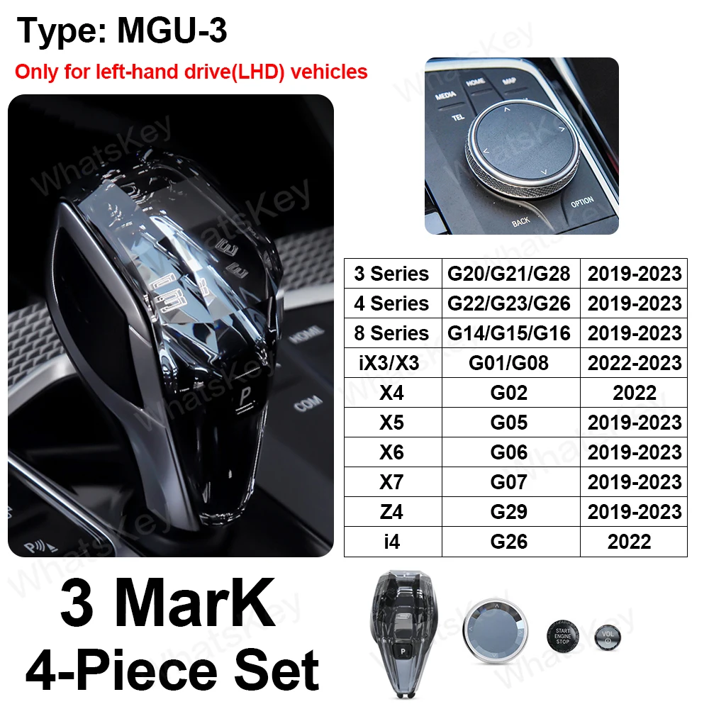 4-delige set Crystal Pookknop Hendel Voor BMW G20 G21 iX3 G08 X3 G01 X6 G06 X7 G07 X5 G05 Automatische Crystal Gear Handvat