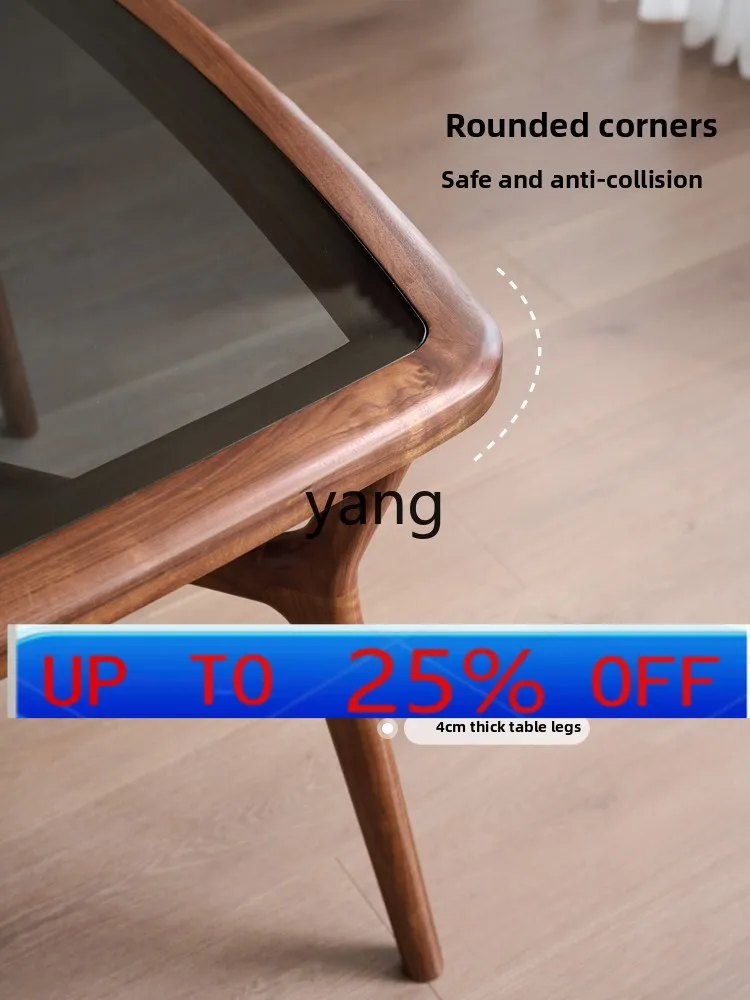

LMM black walnut tempered glass dining table Italian dining table Simple modern furniture