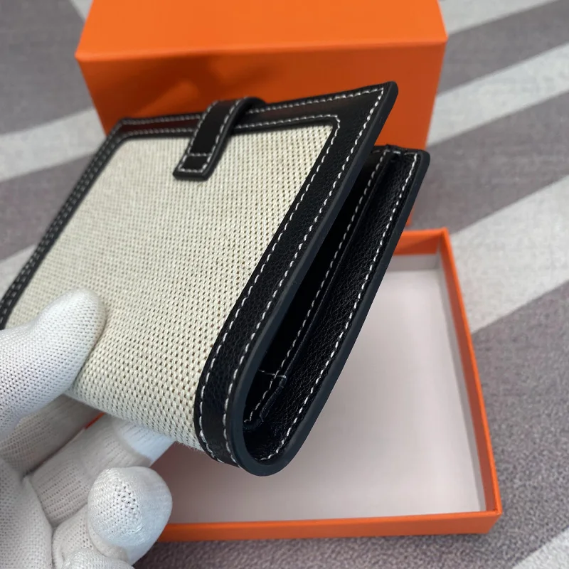 Luxury carbon fiber cardholder wallet women's leather folding ultra-thin standard wallet small purse women's wallet