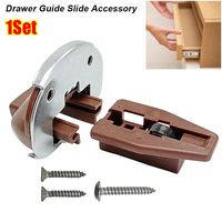1Set Plastic Metal Drawer Guide Slide Accessory with Roller Brown Drawer Track Slide Kit Universal Drawer Slide Replacement Part