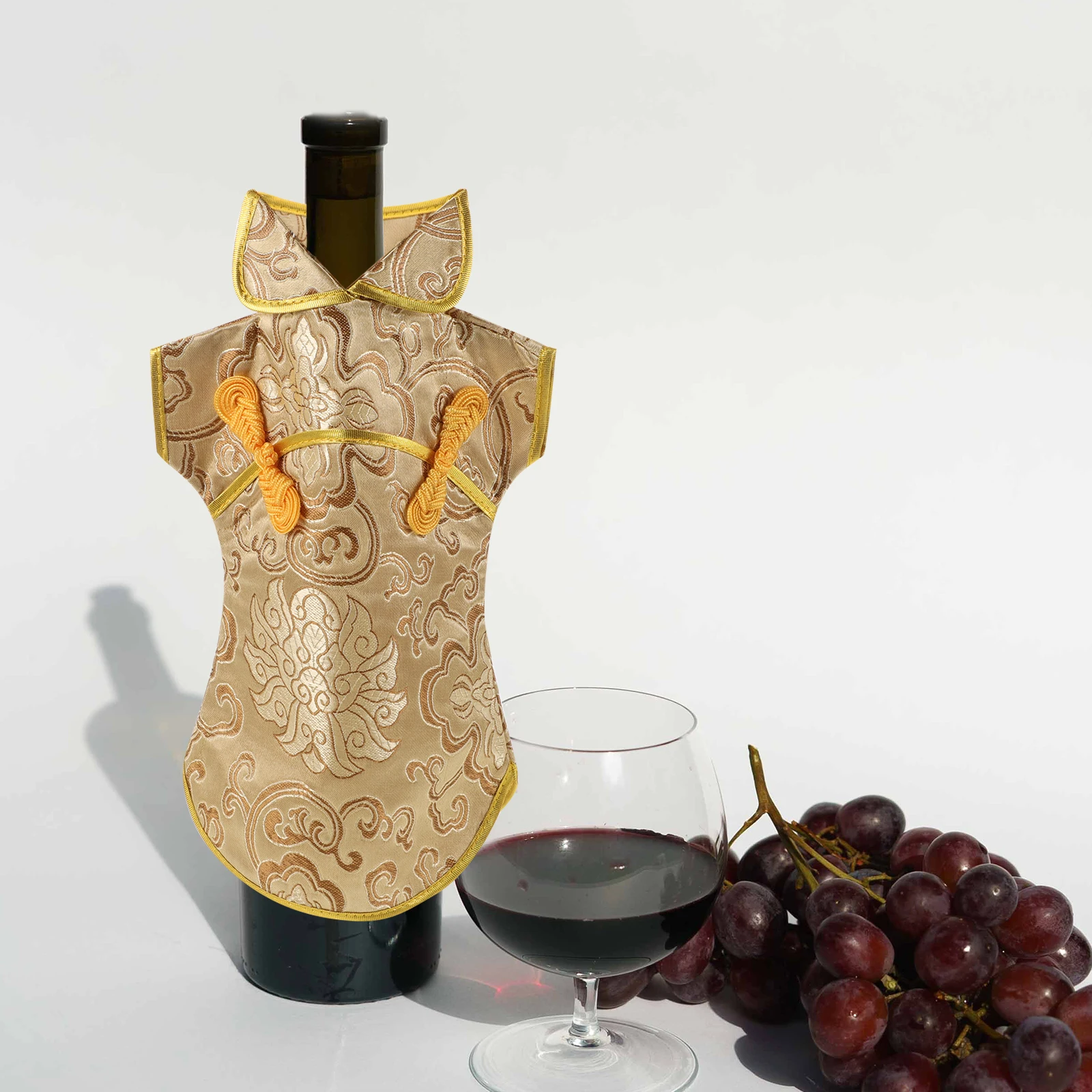 

Bottle Cover Protective Fabric Soft Decorative Chinese Style Silk Satin Bag for Wedding Party Festival Gift