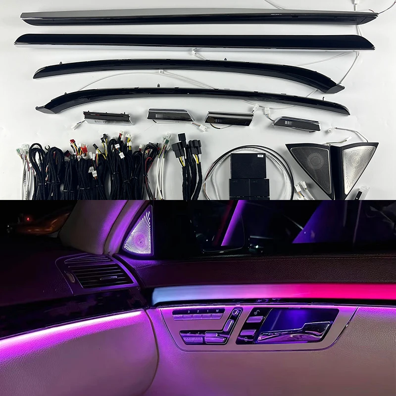 Led Ambient Light Fit for Mercedes Benz S Class W221 2009-2013 Interior Atmosphere Light A-pillar Tweeter Car Flash Dynamic