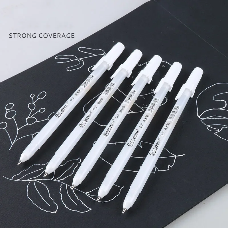 5 Piece High Gloss Pen Marker Hook Line Pen Signature Hand-painted Mark Cartoon Sketch Pen White Paint Painting Tools Set