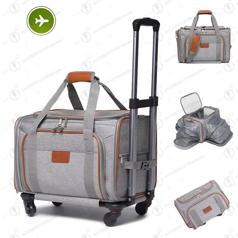 

Pet dog and cat suitcase with tie rod, easy to carry when traveling, breathable large-capacity pet handling box