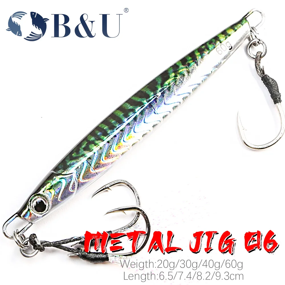 B&U 3D Print Metal Cast Jig Spoon Rattle UV Shore Casting Jigging Fish Sea Bass Saltwater Fishing Lure Artificial Bait Tackle