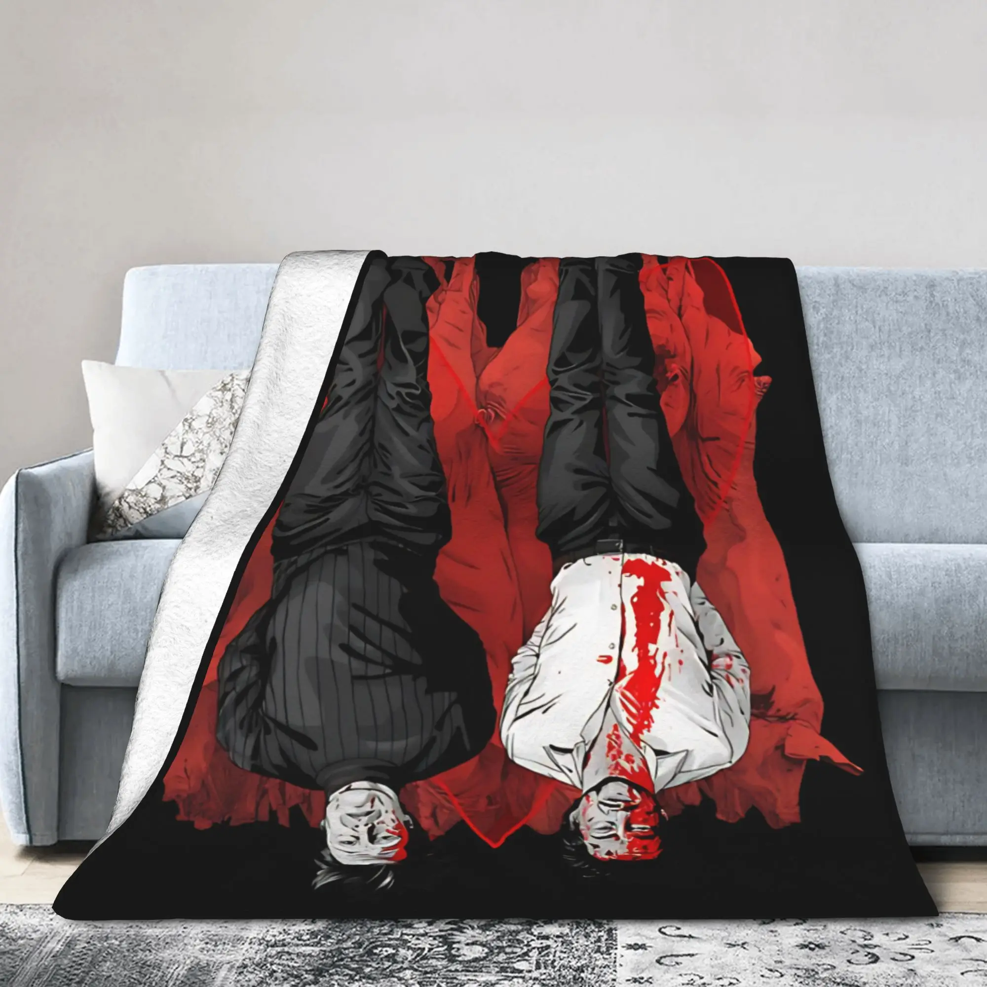 Hannibal Hannigram  Knitted Blankets Flannel Mads Mikkelsen Ultra-Soft Throw Blanket for Home Couch Bedroom Quilt