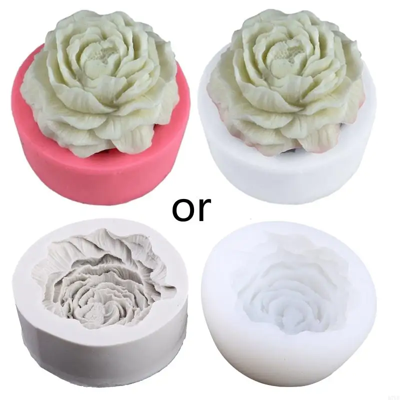 R7UF 3D Peony Flower UV Crystal Epoxy Resin Mold Plaster Soap Silicone Mould