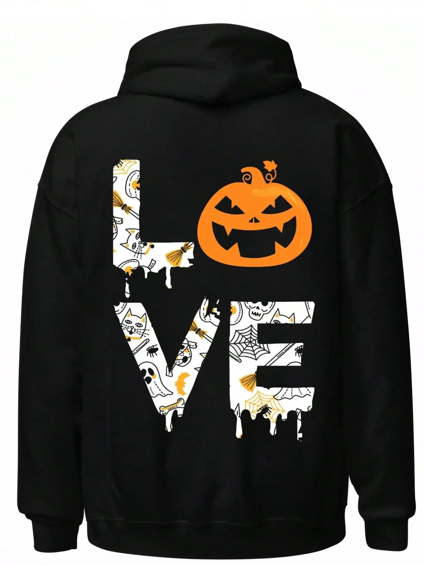 

Fashionable and simple hoodie with Halloween patterns, crewneck long-sleeve sweatshirt, suitable for autumn sports casual wear