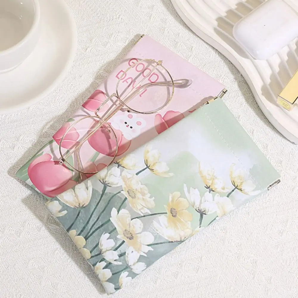 Oil Painting Sun Glasses Case PU Leather Automatic Closing Glasses Box Waterproof Portable Sunglasses Protective Cover Female