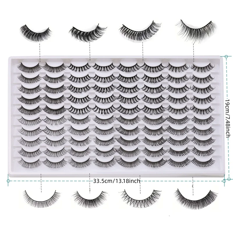 고급스러운 혼합 스타일 인조 속눈썹 40쌍, 인조 밍크 속눈썹 연장, 드라마틱한 아이 메이크업 연출