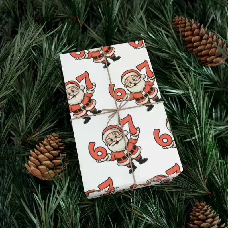 

Kids' Christmas Wrapping Paper 67, Fun Santa 67 Print, Holiday Gift Wrap 67
