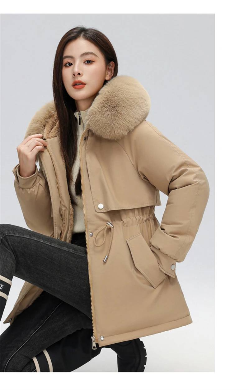 Winter Coat New Women's Thick Cotton Jacket Women's Medium Long Korean Version Fur Collar Coat Female Warm Parka Overcoat