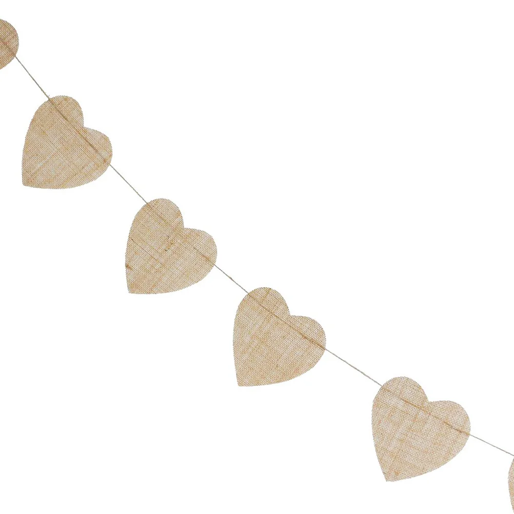 

Peach Heart Flag DIY Linen Banner Party Supplies Christmas Garland Love Wedding