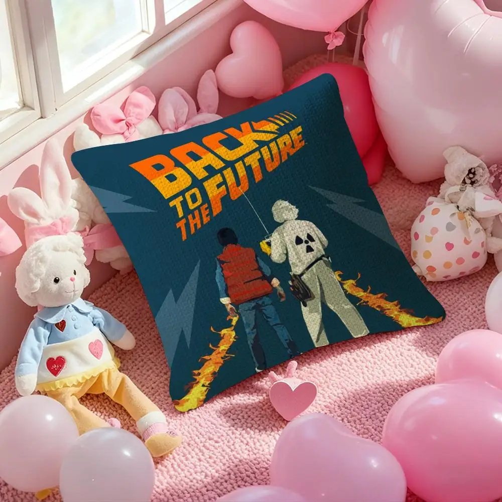 فيلم B-العودة إلى المستقبل غطاء الوسادة كيس وسادة من الكتان الطبيعي على الوجهين طباعة أريكة الزخرفية المخدة ديكور المنزل هدية #4