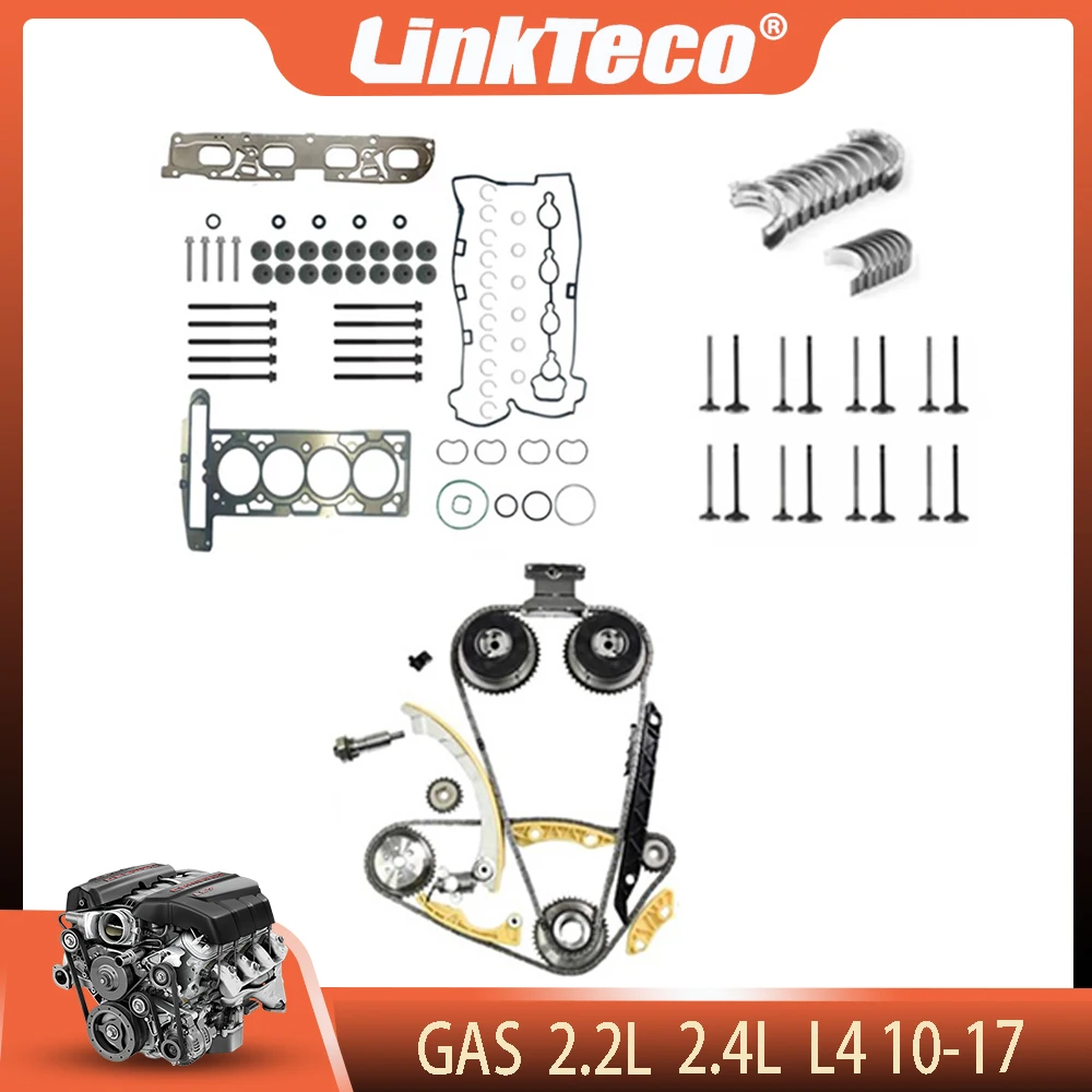 Engine Parts Timing Chain Kit + Head Gasket Bolts Set Fit 2.2L 2.4L L4 GAS For 10-17 BUICK LACROSSE CHEVROLET MALIBU GMC TERRAIN