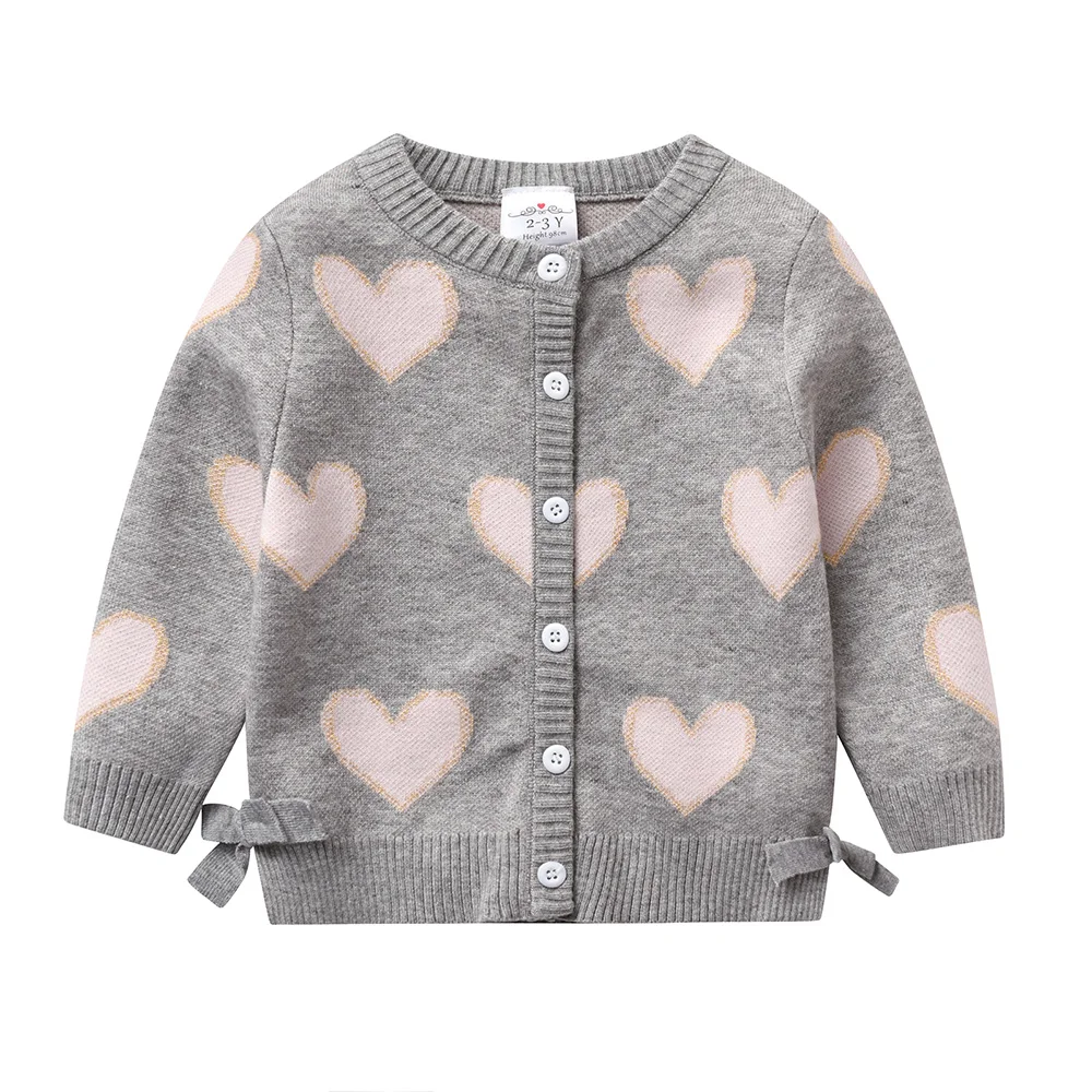 VIKITA Toddlers Girls Pink Heart Print Knitted Cardigan Kids Gray Sweater Coat Girls Soft Button Casual Warm Knitwear Tops 3 VIKITA Toddlers Girls Pink Heart Print Knitted Cardigan Kids Gray Sweater Coat Girls Soft Button Casual Warm Knitwear Tops 3