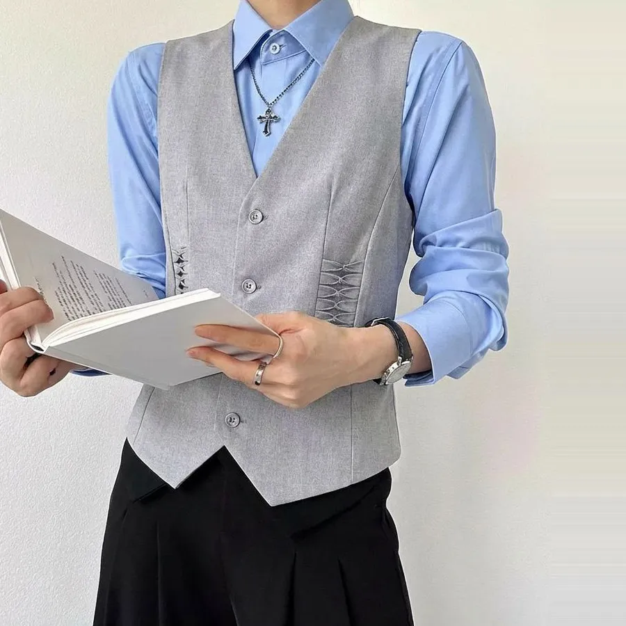 

Fashion Slim Suit Vest Men Women Casual Business Dress Vests Wedding Social Waistcoat Prom Party Disco Waiter Uniform Clothes