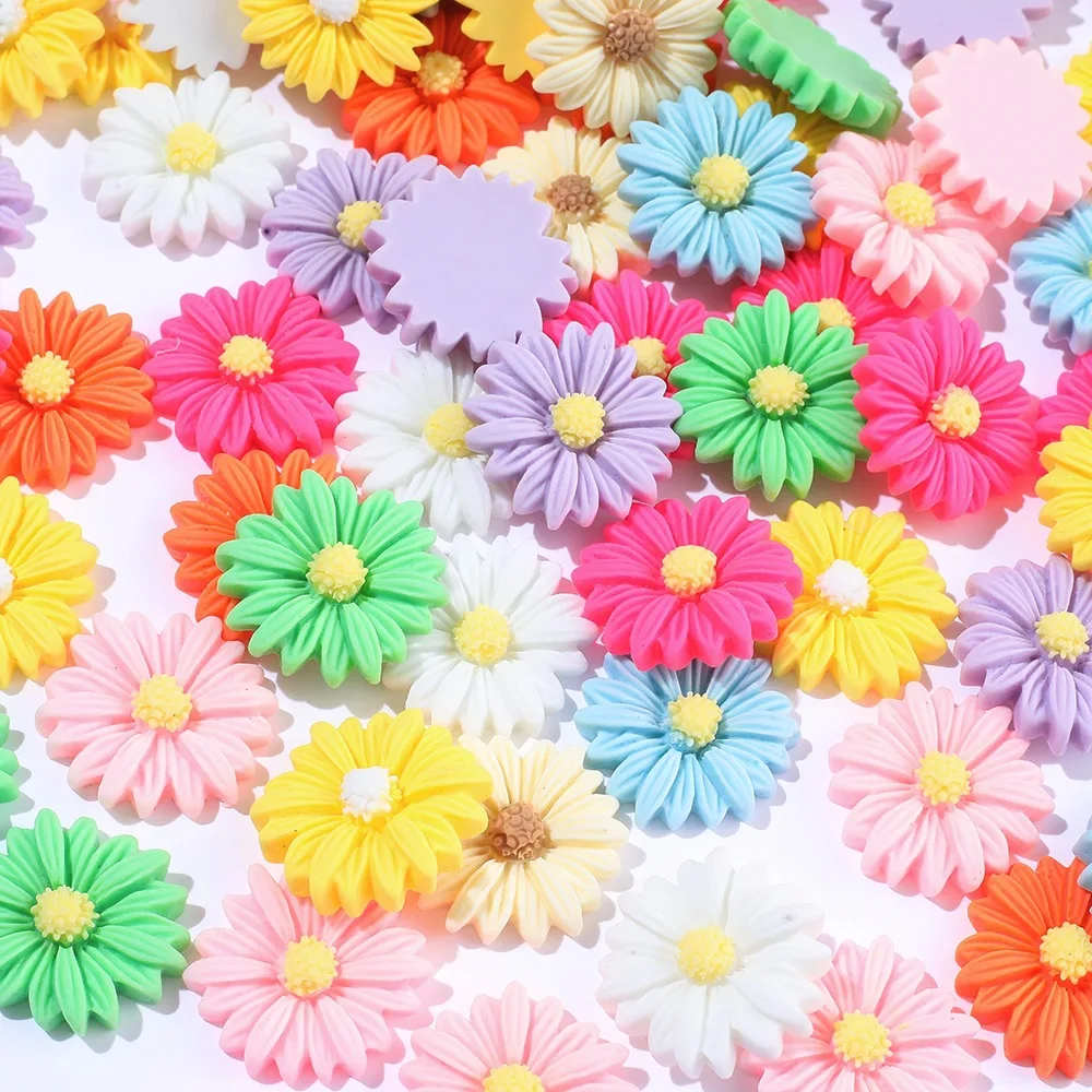 20pcs Resin Daisy Flower Sunflower Flatbacks Cabochons Embellishments DIY Crafts For Cards Decorations Hair Charms Jewelry