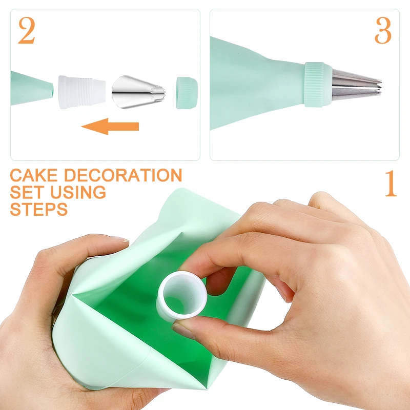 FAIS DU 11-34PC/Set Silicone Pastry Bag With Nozzle Set Confectionery Tips DIY Icing Pipe Cupcake Nozzle Bag Cake Decoration Kit