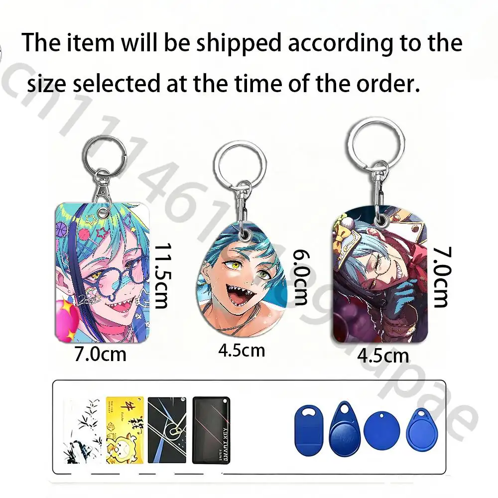 T-Twisted Wonderland Floyd Leech Protective Printed Leather Card Case Metal Keychain Accessory