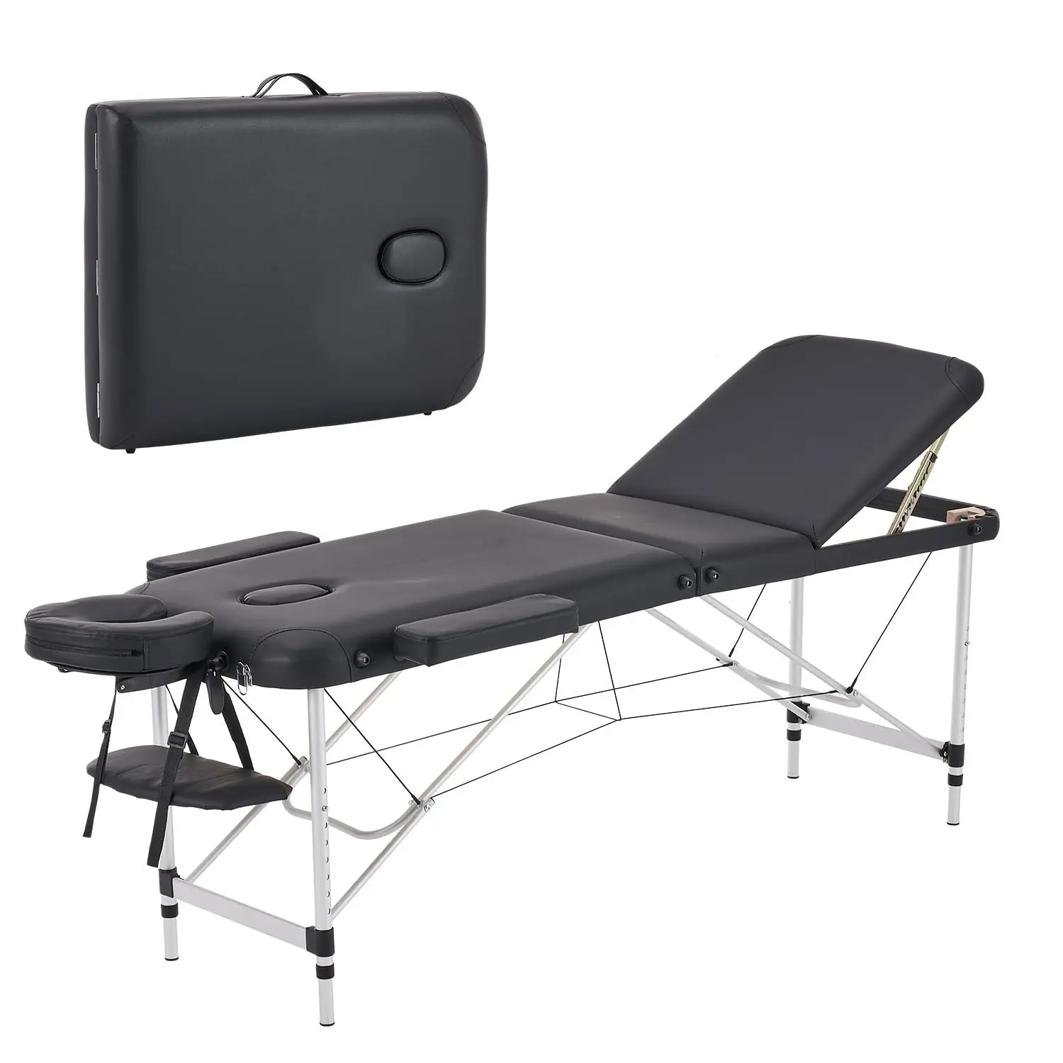 Massagetische, tragbares Wimpernbett für Wimpernverlängerungen, professionelles Aluminium, 3, zusammenklappbar, leicht, höhenverstellbar, Gesichts-Spa