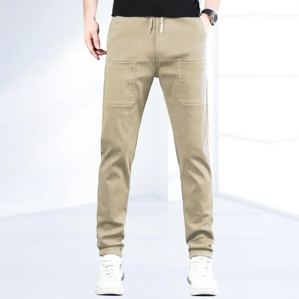 2025 New Korean Ice Silk Elastic Trousers Four Seasons Thin Casual Men'S Loose Sport Pants Spring For Work School Travel Outdoor