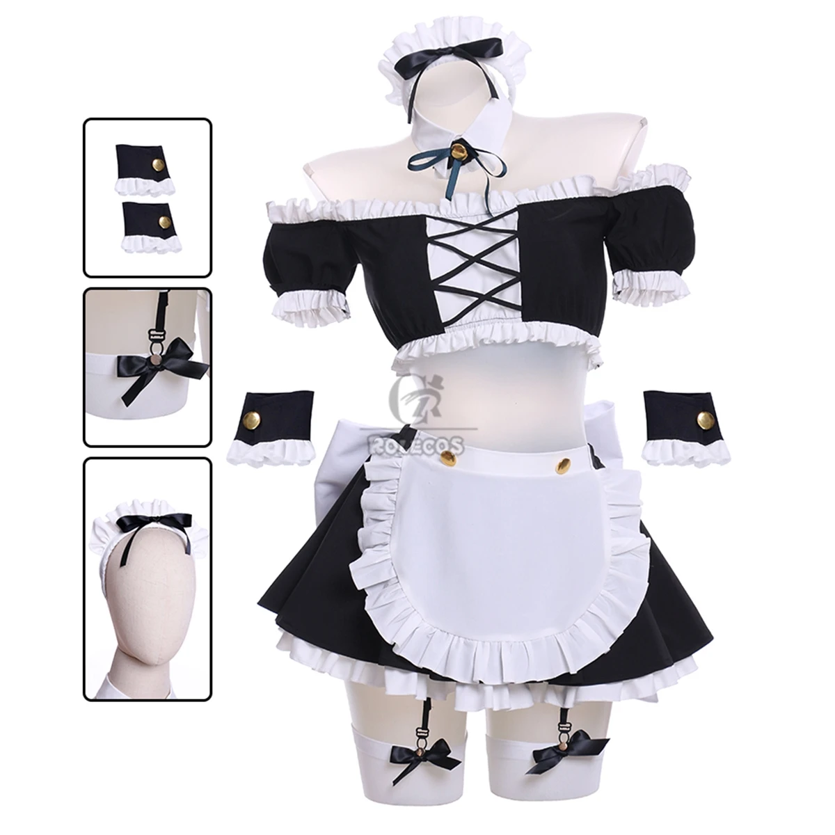 ROLECOS-traje de Cosplay de nia-honjou, conjunto completo de delantal para Halloween, vestido de mucama de nia-honjou