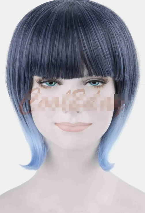 Nuove parrucche Lolita Ombre blu Cosplay parrucche per capelli lisci medio-lunghi resistenti al calore