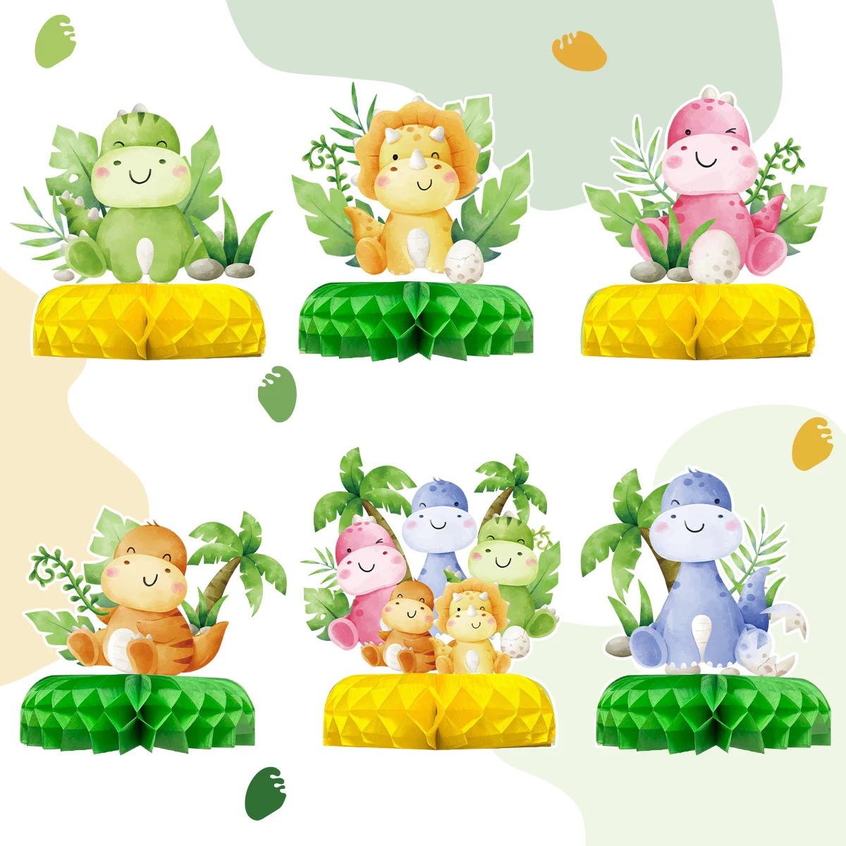 ديناصور حفلة ورقة العسل الغابة سفاري ديناصور حفلة عيد ميلاد الديكور الاطفال صبي استحمام الطفل دينو لوازم ديكور الحفلات