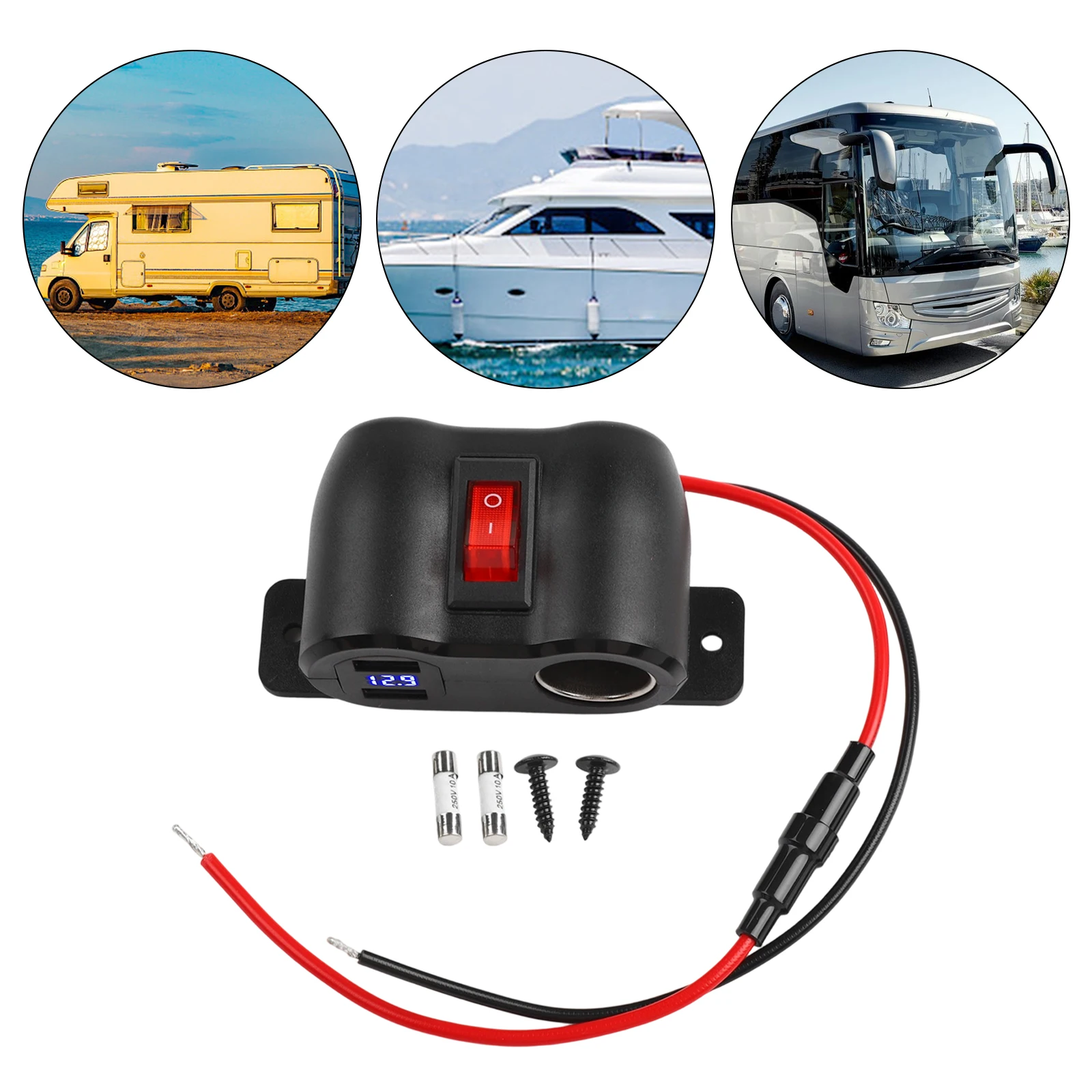12V USB Socket 36W PD3.0+18W For QC3.0 Dual USB Built-In Car Camper Adapter For 12V/24V Vehicles Charger Port Socket
