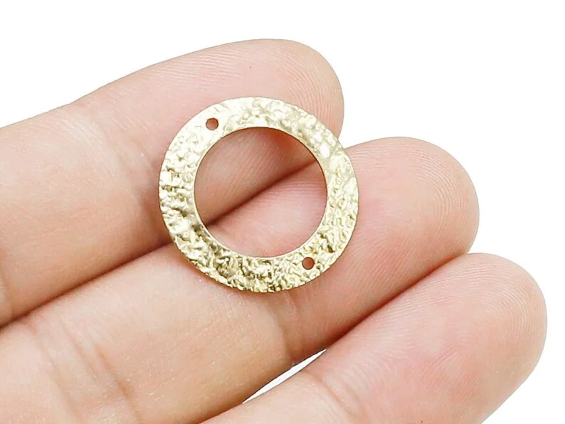 30pcs Round Circle Earring Charms, Hammered Brass Connector, 21x0.6mm, Necklace Pendant, Jewelry Making Supplies R2422