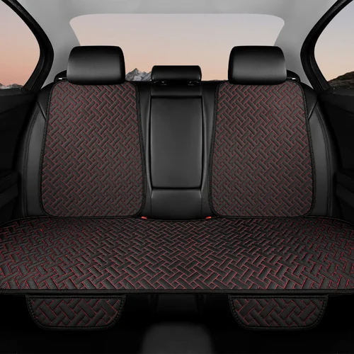 Imagen 2 del producto Cojín para asiento de coche, lino universal para todas las estaciones, funda para asiento de conductor, cintura pequeña, juego de tres piezas de una sola pieza, medio paquete