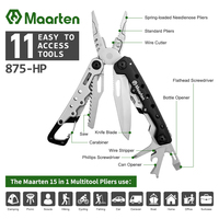 Maarten Multitool, 11 in 1 Hard Stainless Steel Multitool Pliers with Safety Locking, Camping Multi Tool Gifts for Men, Multi-pl